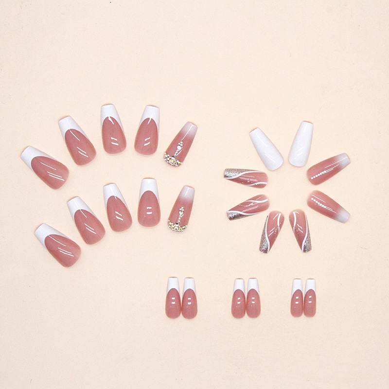Mid-length White French Nail Sticker