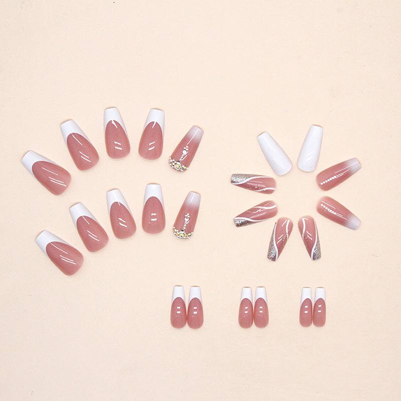 Mid-length White French Nail Sticker