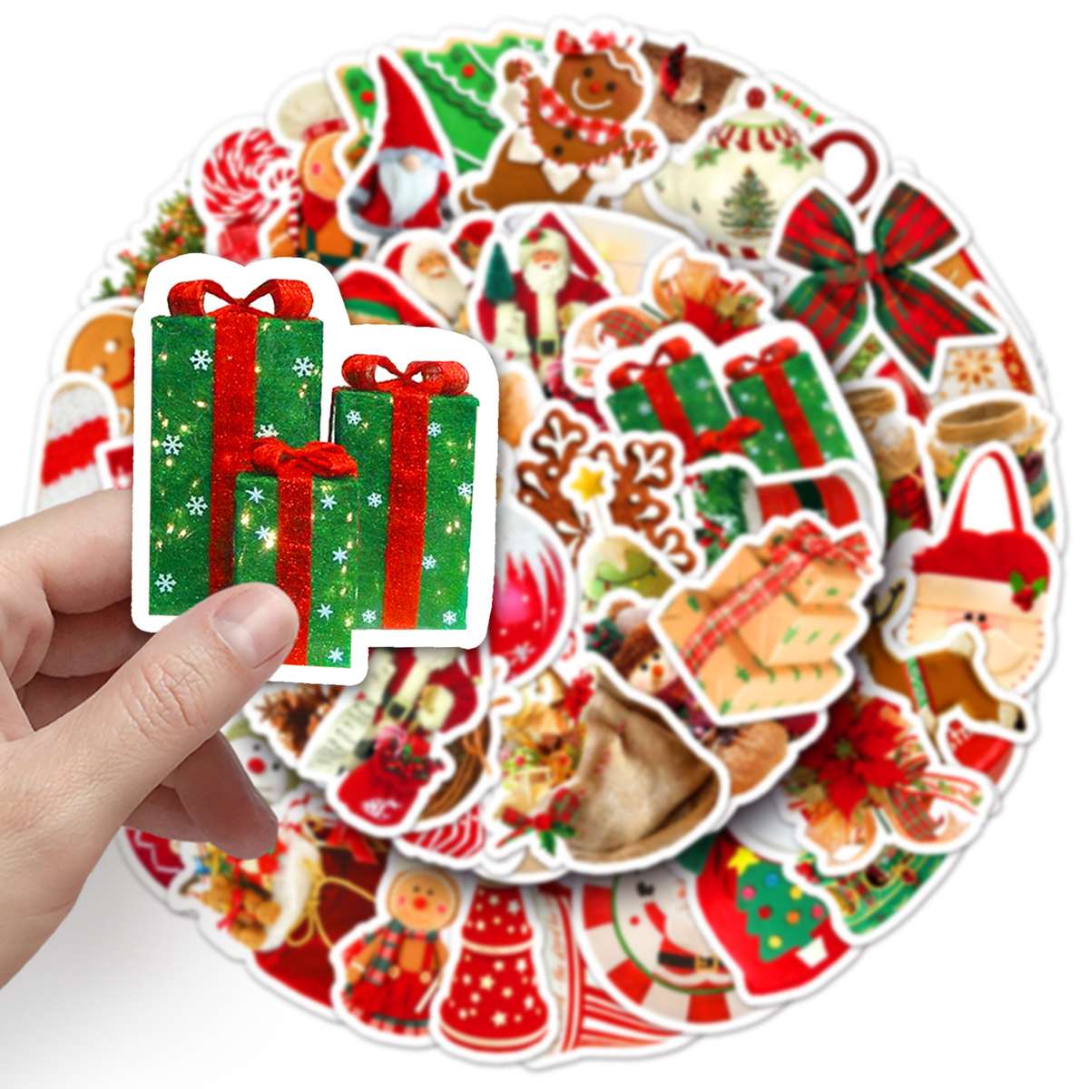 Christmas Decoration Santa Snowman Gingerbread Elk Cartoon Waterproof Water Cup Journal Stickers