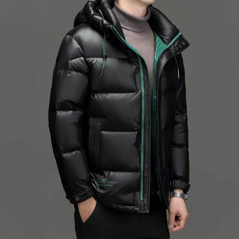 New Winter Down Jacket Men's Duck Down Cold-proof Black Gold Graphene Disposable Hooded Jacket