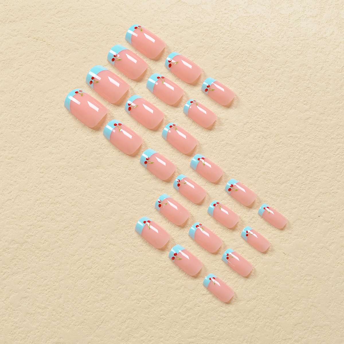 European And American Wear Armor Light Blue French Nail Patch