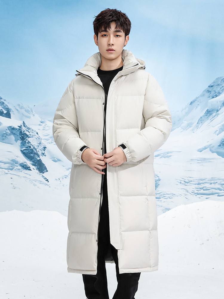 Overknee Long White Duck Down Jacket Men's Thickened Coat