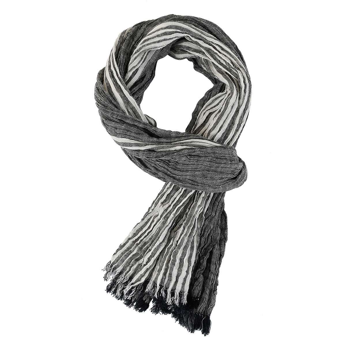 Men's Spring And Summer Thin Striped Scarf Navy Blue Color Matching Thin