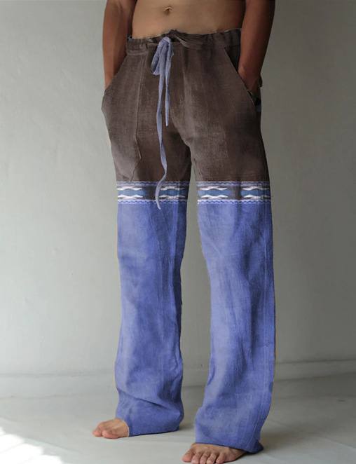 Men's Linen Printed Loose Casual Pants