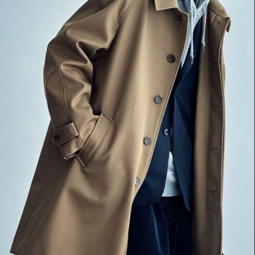 Wool Profile Trench Coat Raglan Sleeve