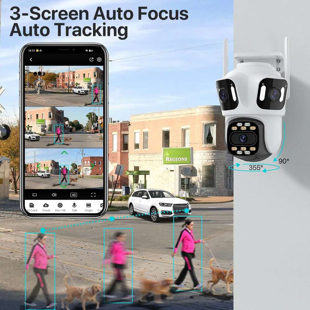 Three-screen 9MP Camera HD Night Vision