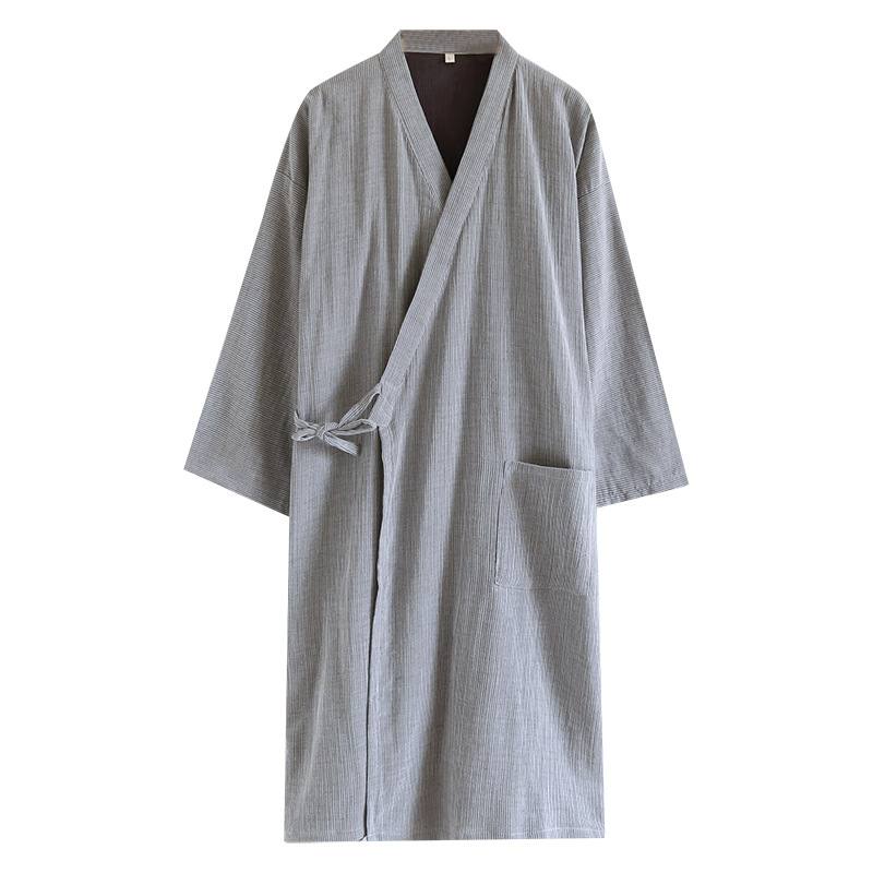 Japanese-style Kimono Pajamas Lace-up Bathrobe Men's Spring And Summer Thin Pure Cotton