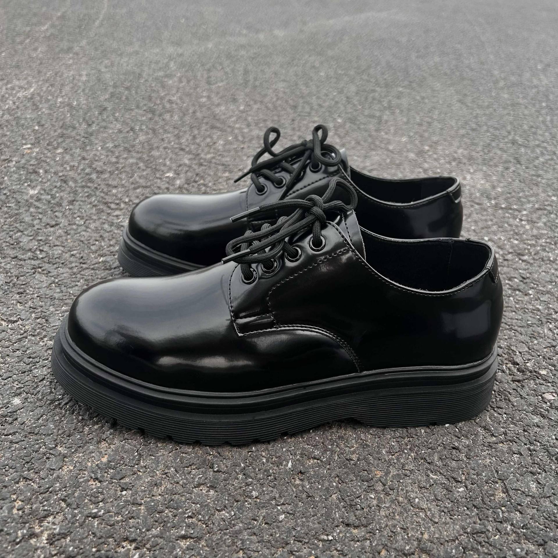 Men's Height Increasing Vibe Wind Low-top Cleanfit Big Head Leather Shoes