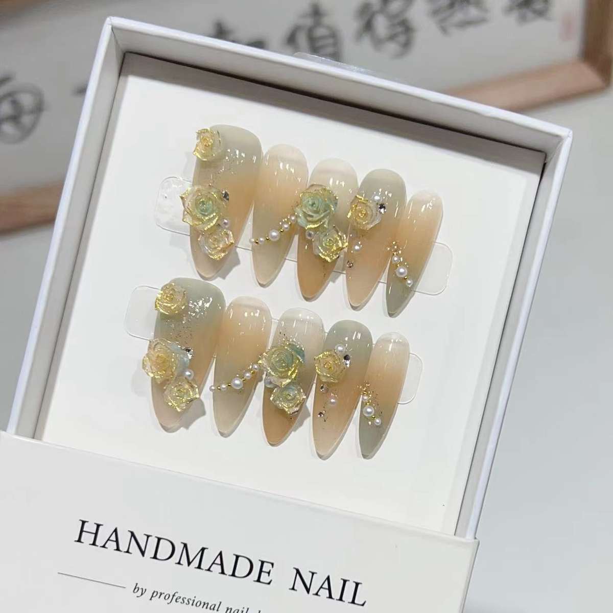 Affordable Luxury Style Colored Glaze Rose Nail Art