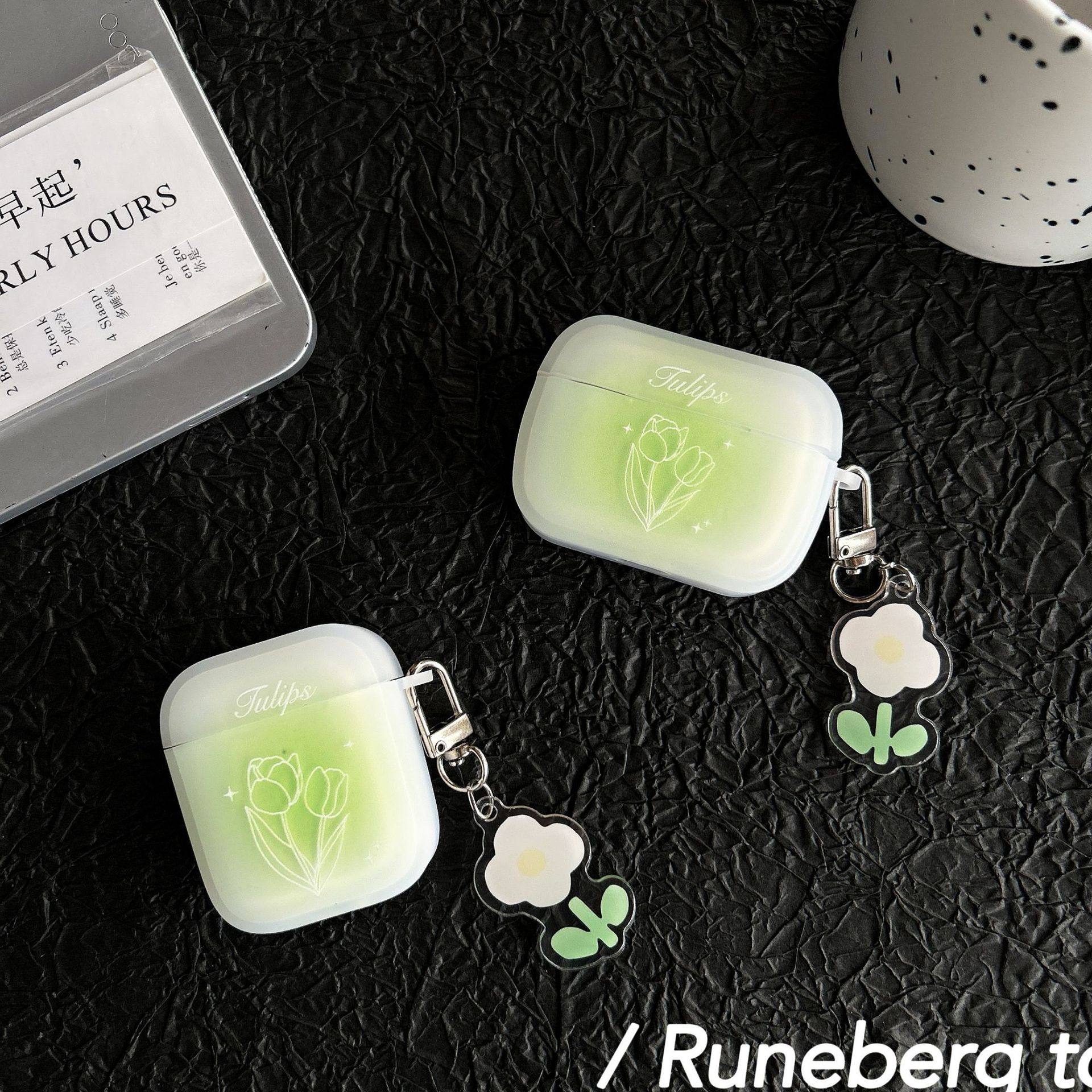 Transparent Green Tulip Bluetooth Wireless 123 Generation Earphone Sleeves