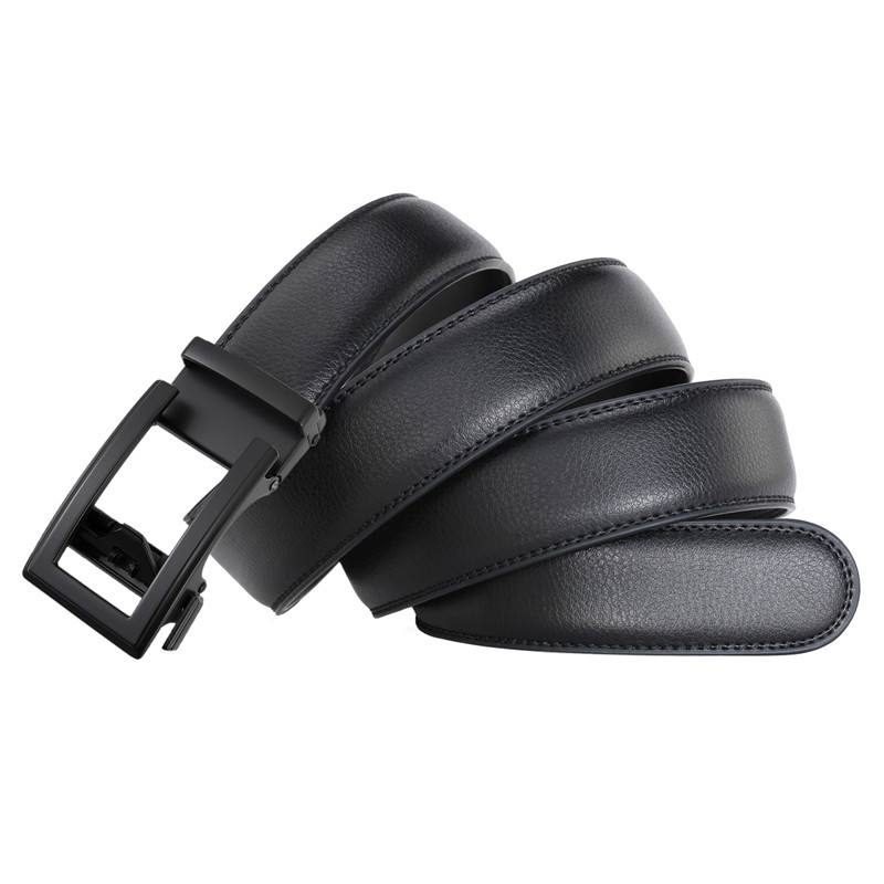 Men's Leather Belt Automatic Buckle Two-layer Cowhide Hollow