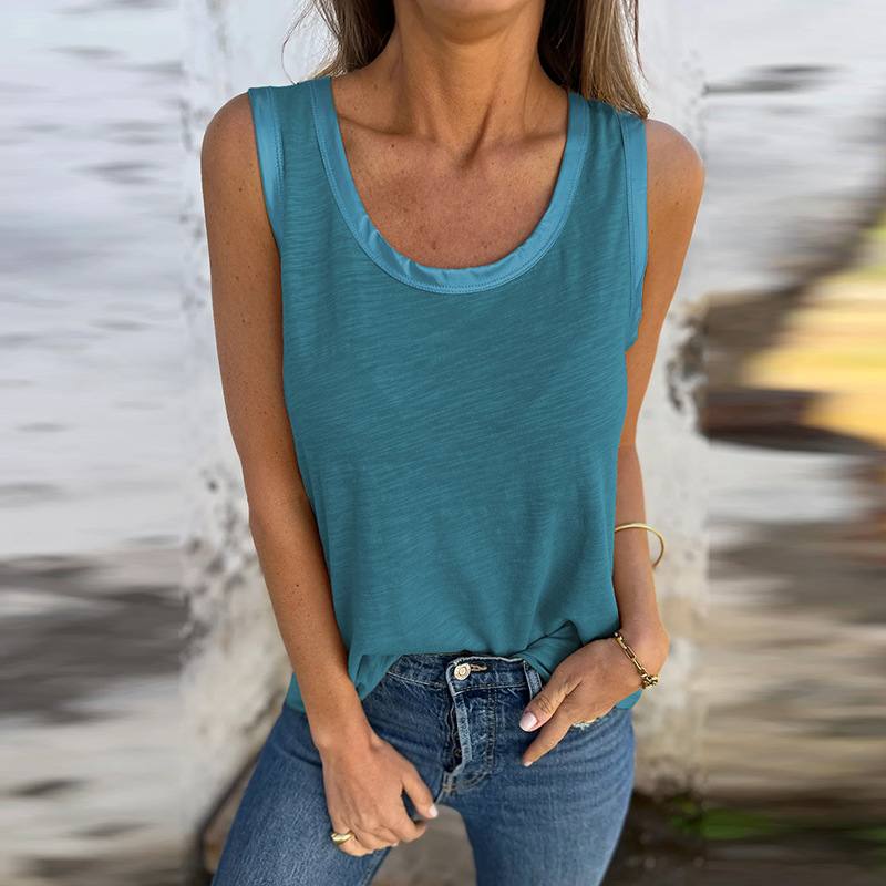 Casual Loose Round Neck Knitted Vest Women's Sleeveless Blouse