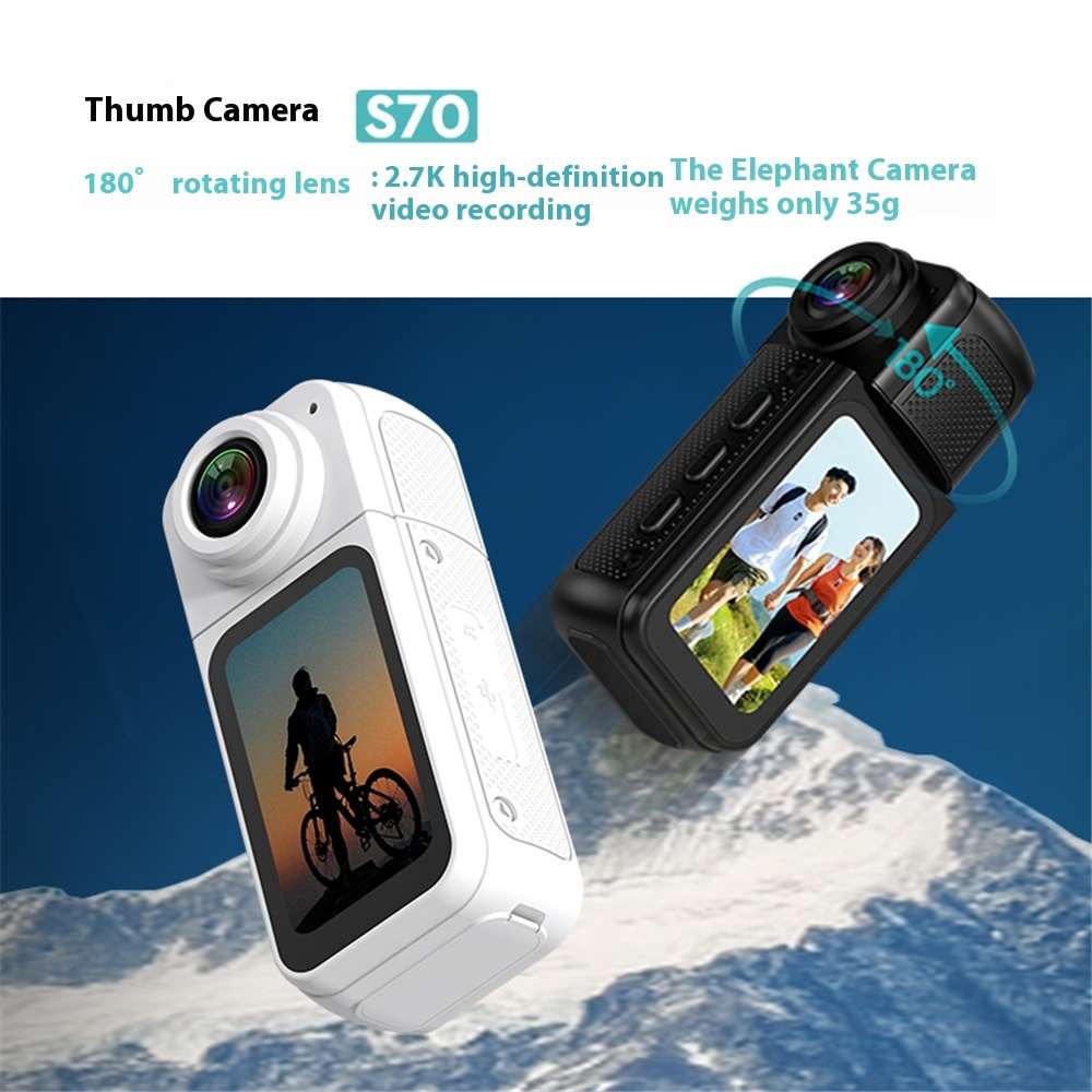 Riding S70 Thumb Camera 2K Picture Quality Rotating DV