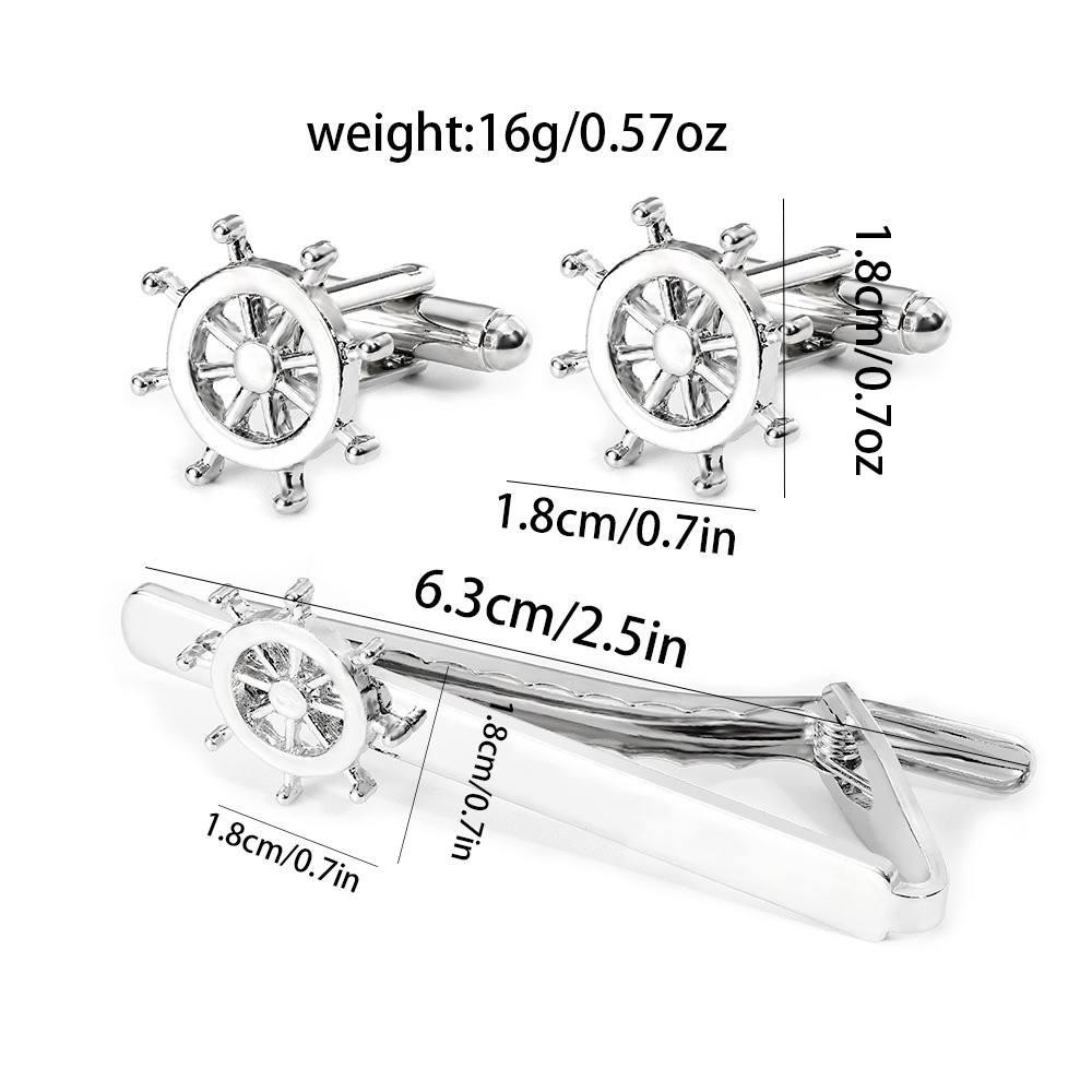 Simple Trendy Men's Rudder Cufflinks Tie Clip