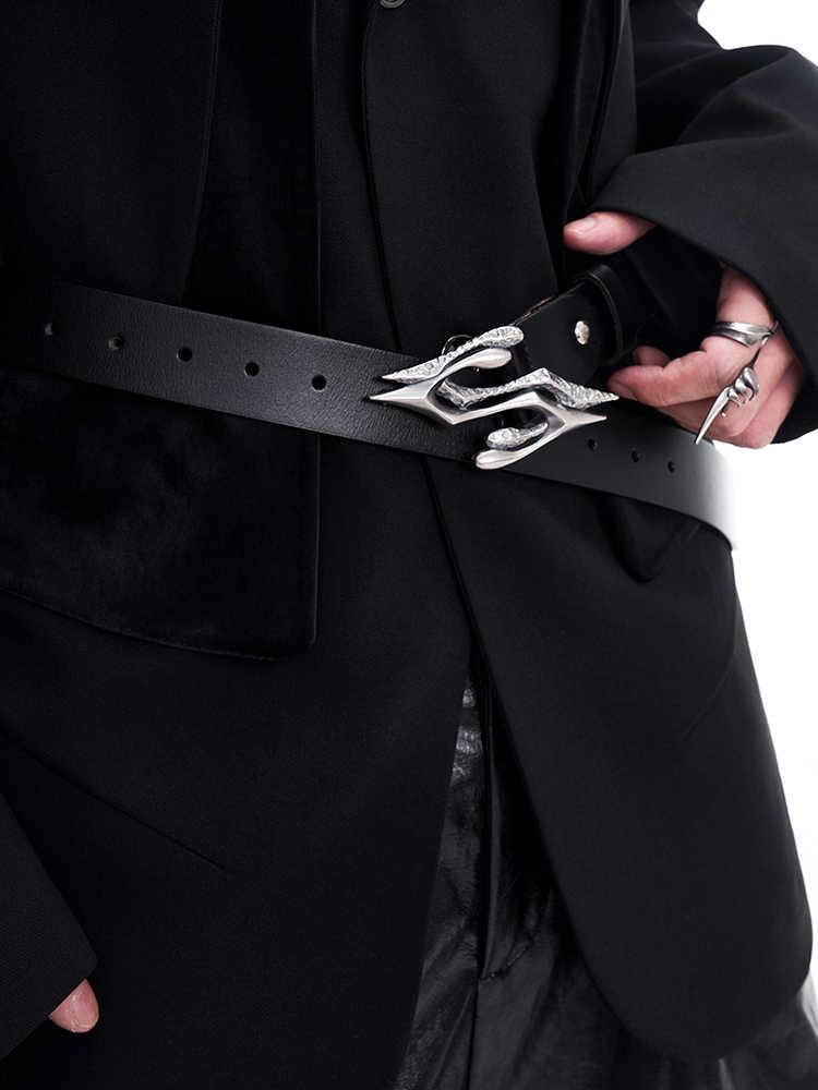 Metal Letter Two-layer Leather Men's Leather Belt