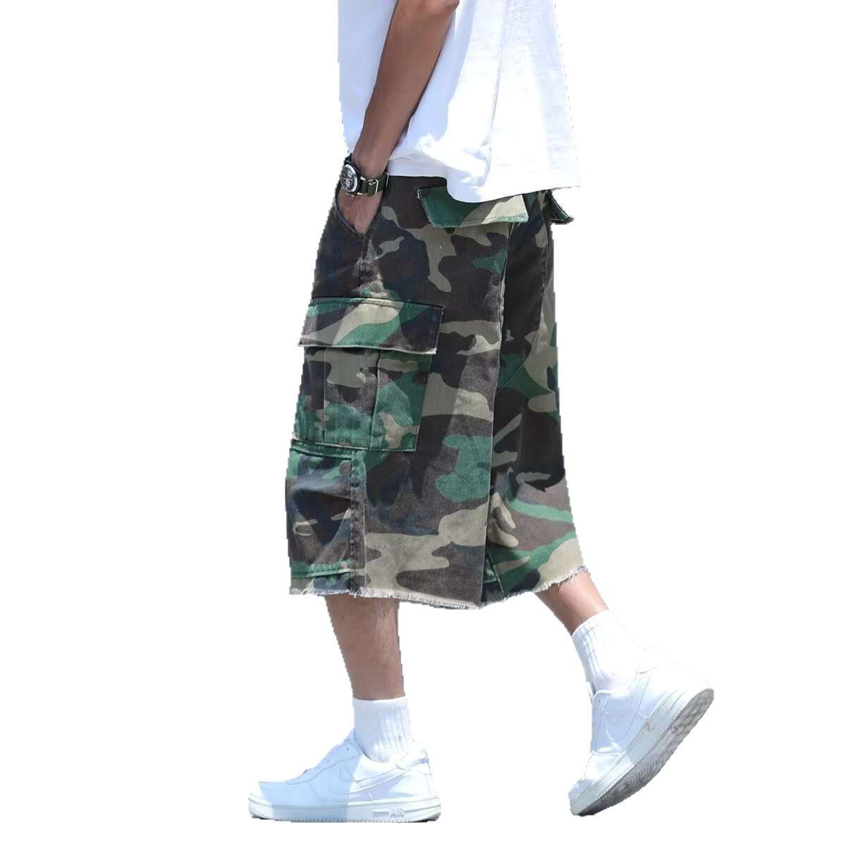 American Style Retro Workwear High Street Pu Shuai Camouflage Shorts