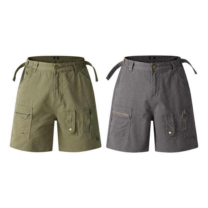 Retro Workwear Shorts Men And Women Zipper