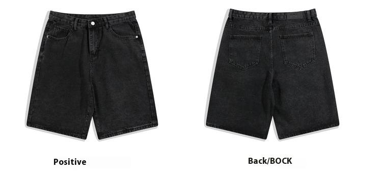 Casual Solid Color Denim Shorts Men's Five Points Straight-leg Pants