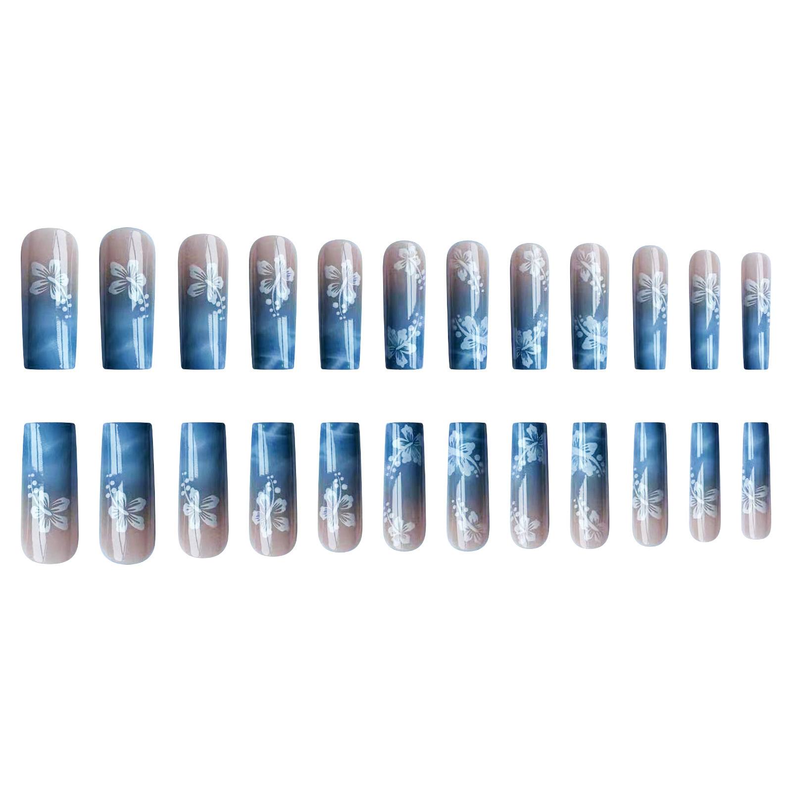 Summer Sea Blue Gradient Rectangle Wear Nail Sticker