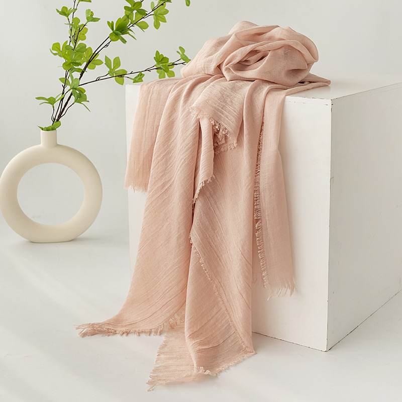 Thin Type Sunscreen Scarf Imitation Cotton And Linen Solid Color Simple Shawl