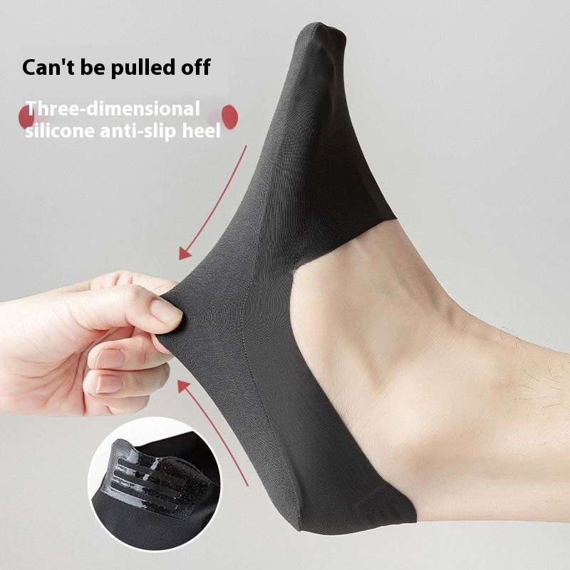 Men's Solid Color Sweat-absorbent Non-slip Pure Cotton Invisible Socks