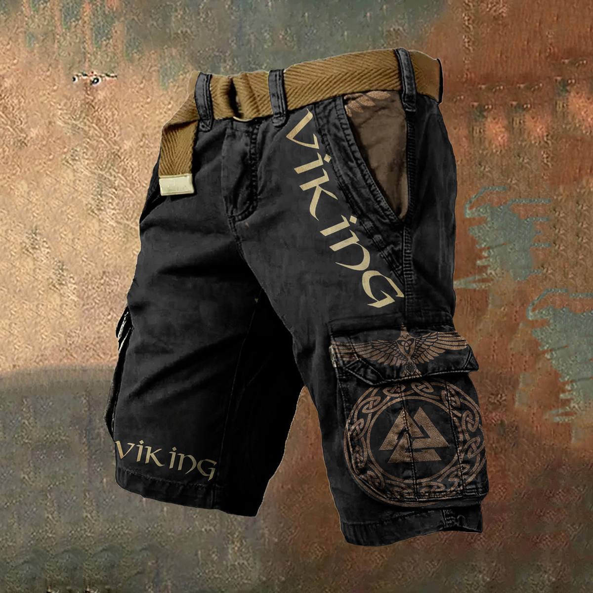 Digital Printing Men's Fashion Casual Zipper Cargo Shorts
