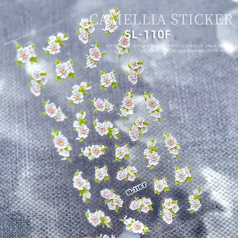 Camellia 5d Relief Nail Sticker Stereo Ornament