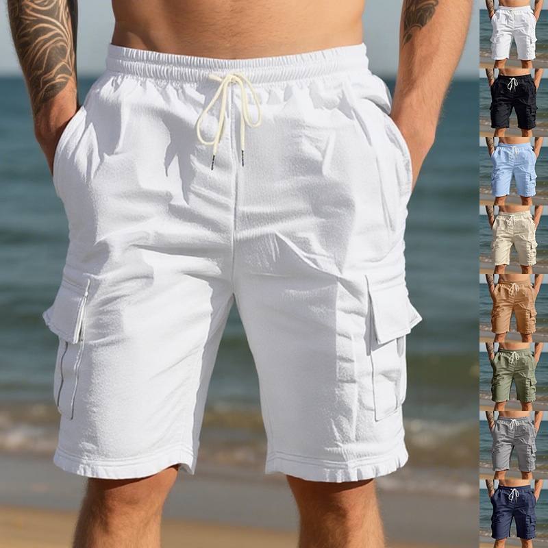 Men's Air-permeable Beachwear Linen Loose Multi-pocket Casual Shorts