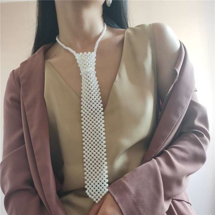 Pearl Tie Body Chains Hollow Out Handmade Retro