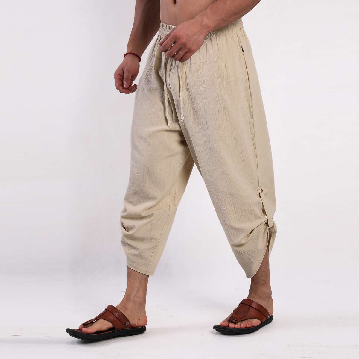 Cotton And Linen Casual Eighth Pants