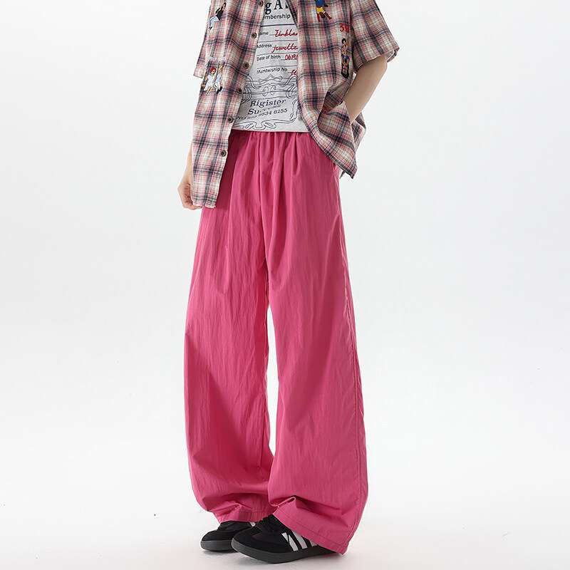 Basamine Ice Silk Drooping Curtain Lazy Men's Summer Mopping Wide-leg Casual Pants