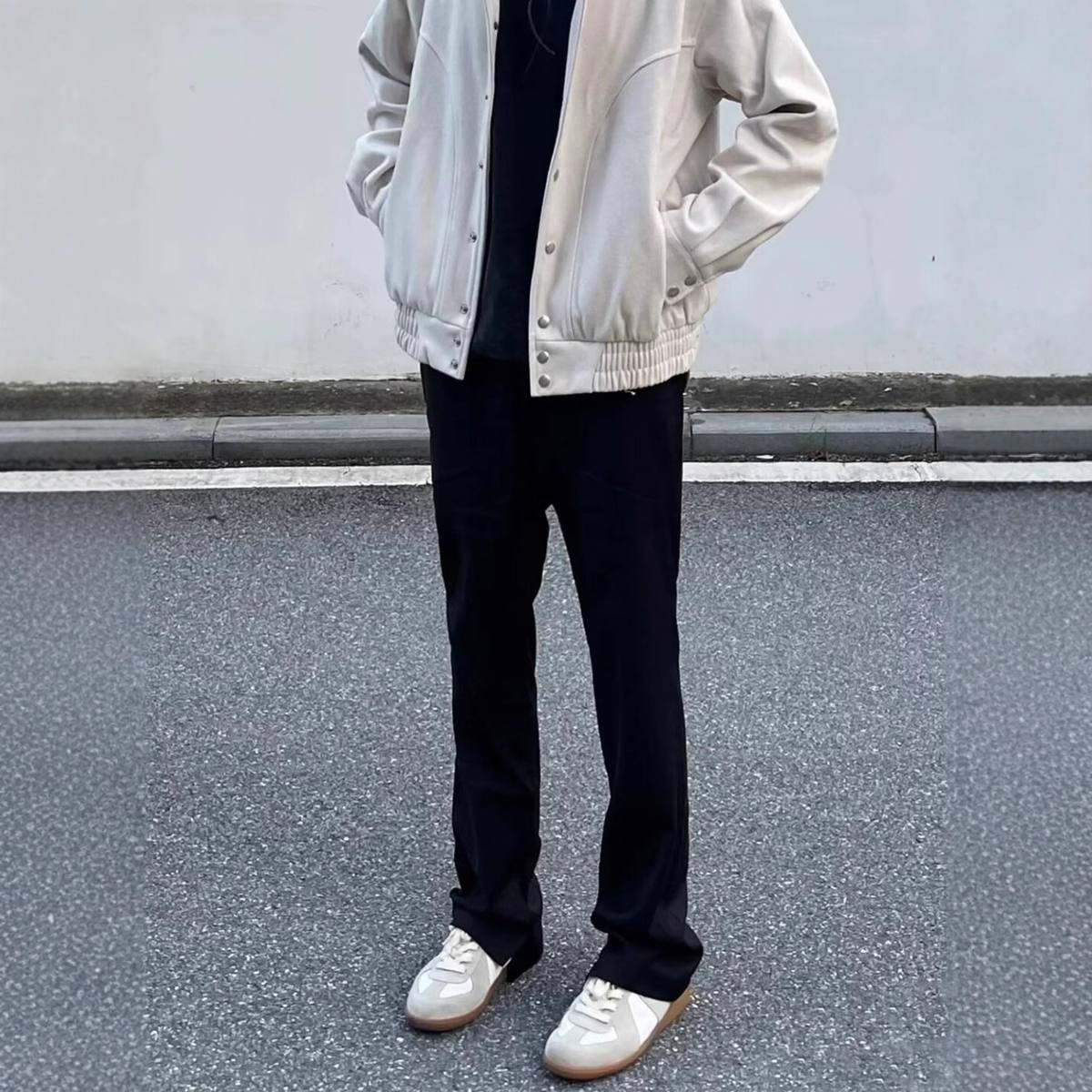 Black Willow Leaf Machete Straight Casual Pants