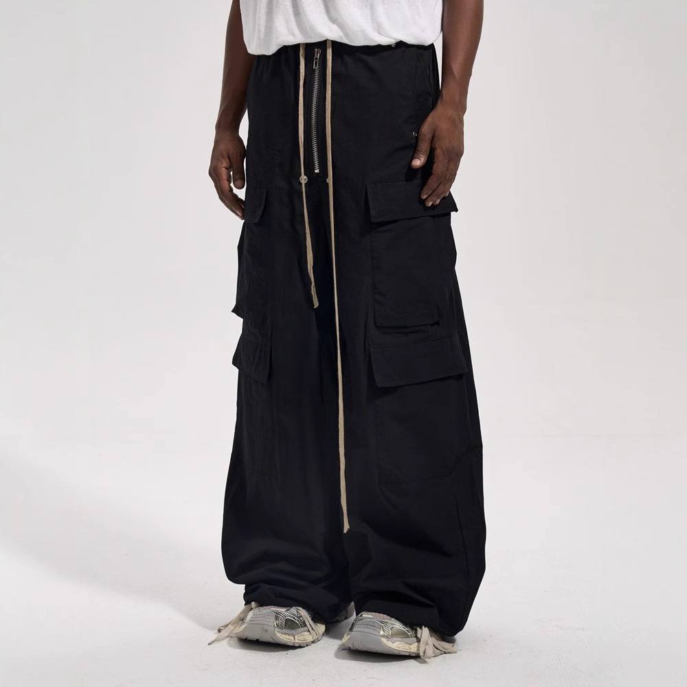 Side Pocket Loose Mop Tooling Flared Casual Pants