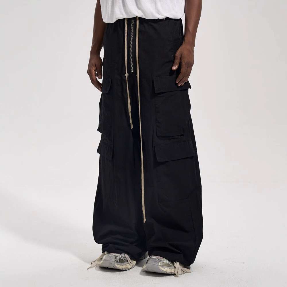 Side Pocket Loose Mop Tooling Flared Casual Pants