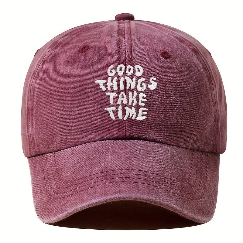 Embroidered Letter Washed-out Vintage Baseball Cap Unisex Adjustable