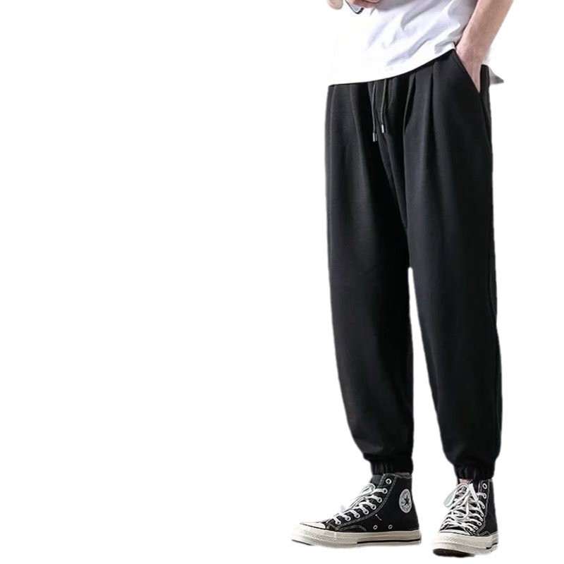 Trendy Fleece-lined Thickened Loose Tappered Gray Casual Pants
