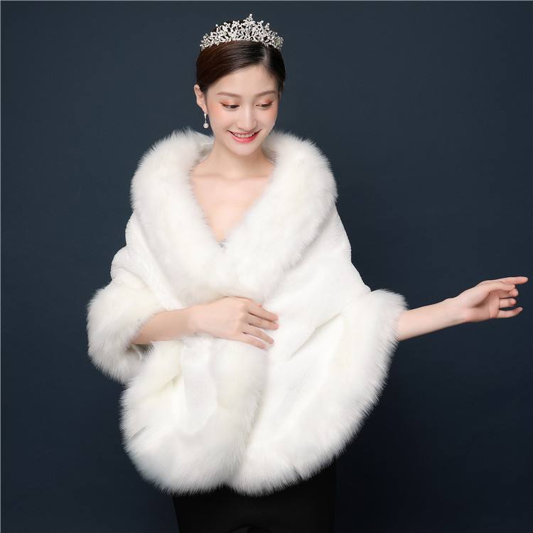 Thickened Plus-sized Fur Warm Scarf Coat Shawl