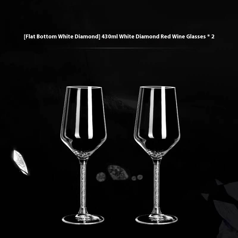 Crystal White Diamond Gold Foil Goblet Wine Glass