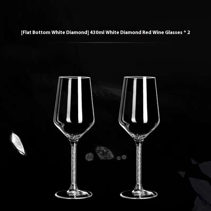 Crystal White Diamond Gold Foil Goblet Wine Glass