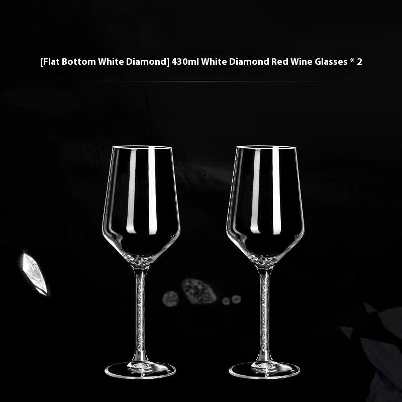 Crystal White Diamond Gold Foil Goblet Wine Glass