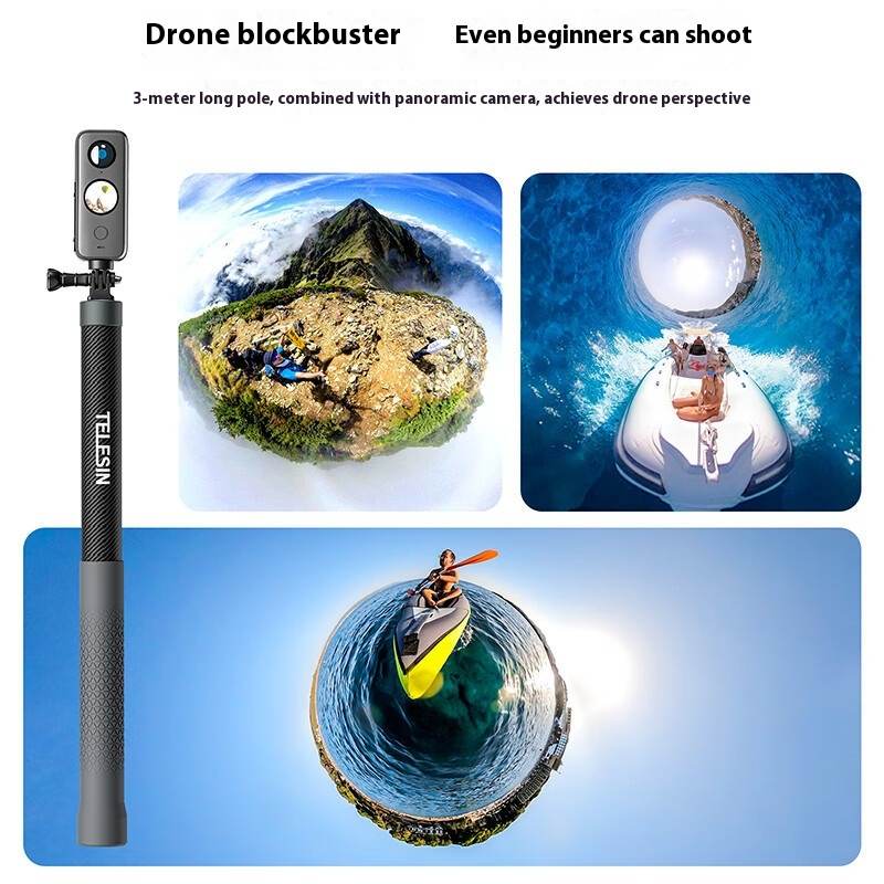 3 M Carbon Fiber Super Long Invisible Selfie Stick