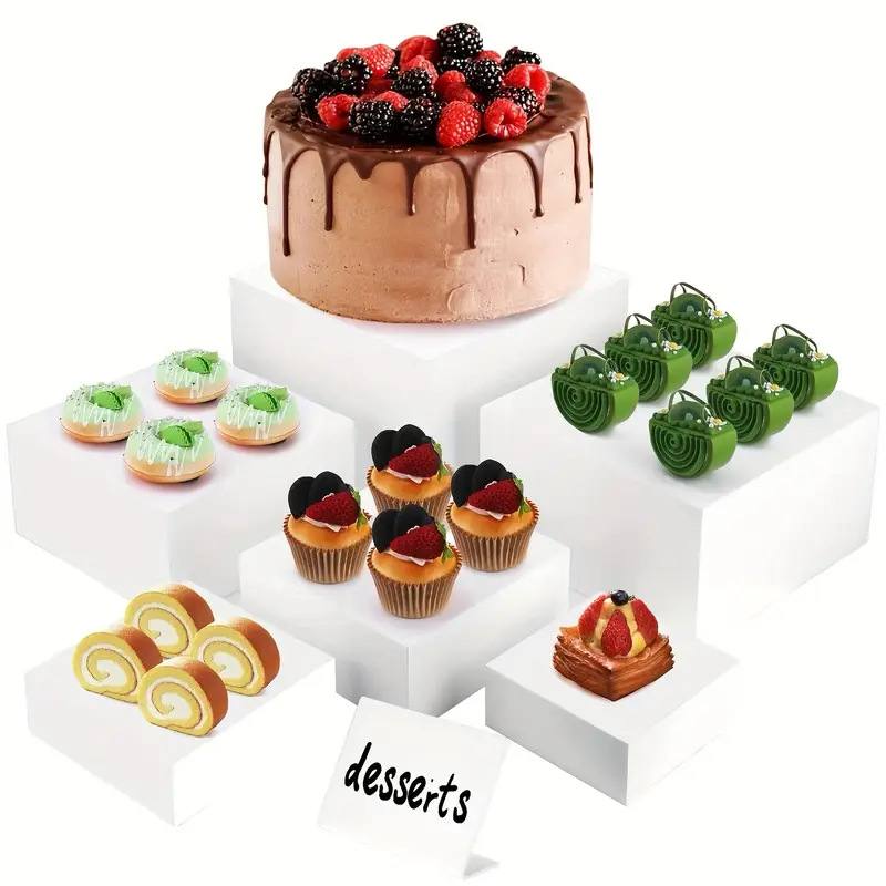 White Suit Cube Desktop Dessert Table Display Stand
