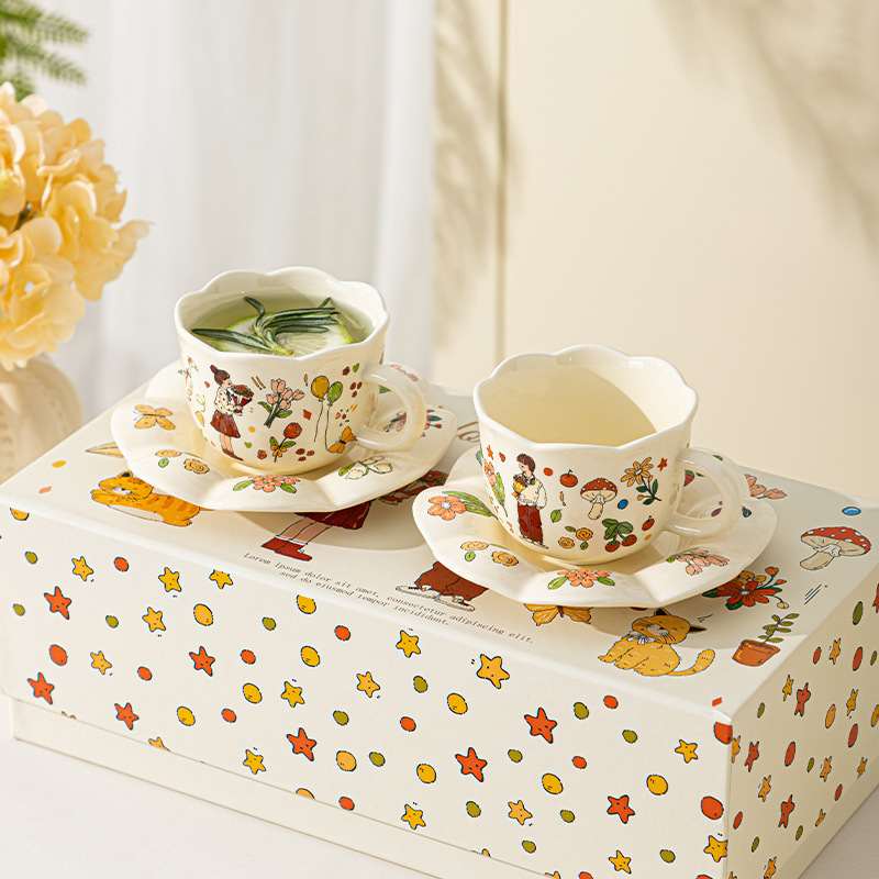 Cartoon Porcelain Mug Couple Suit Cute Gift Box