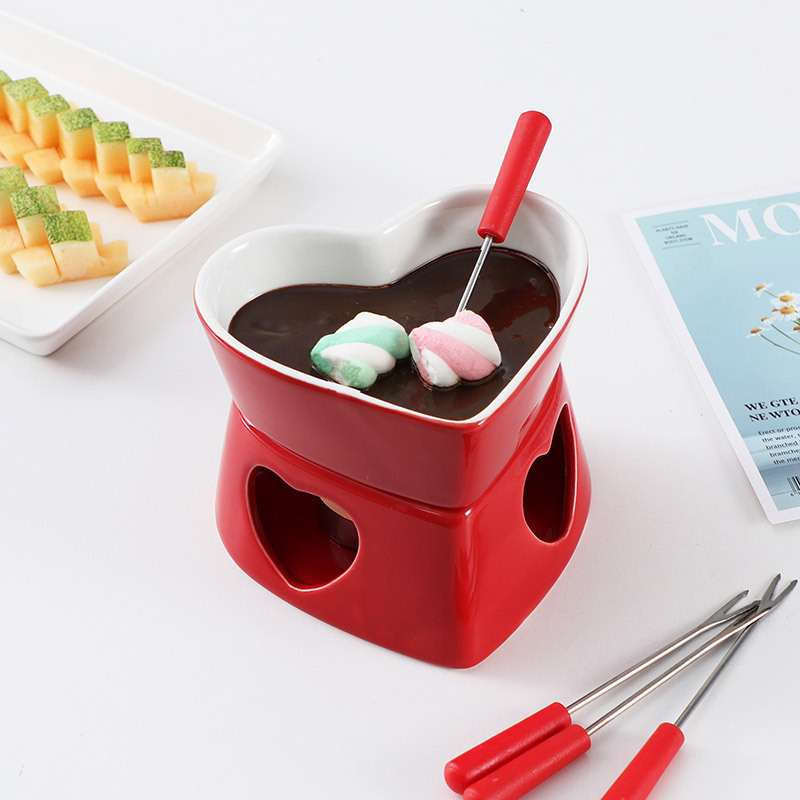 Heart-shaped Ceramic Chocolate Hot Pot Stove
