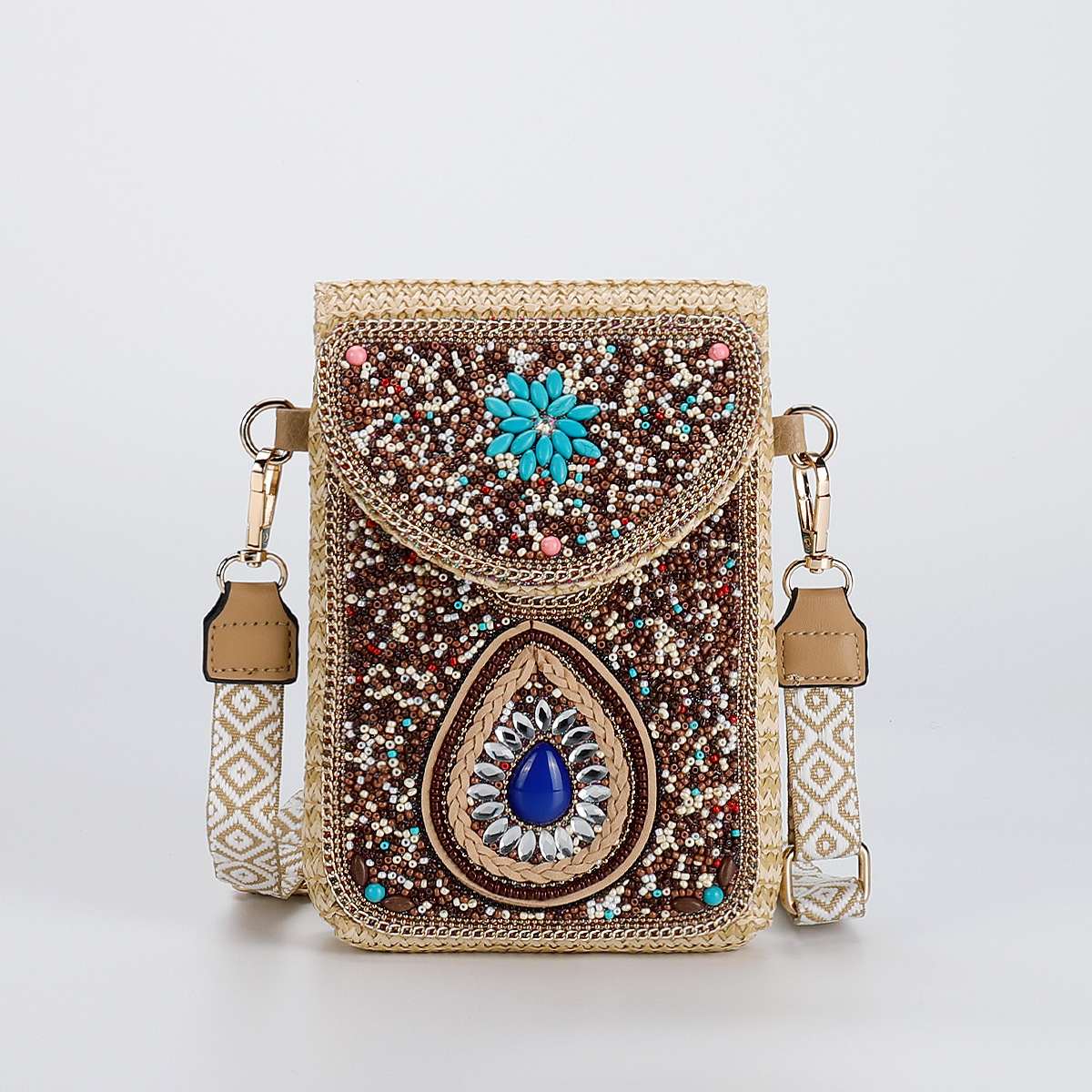 Rice Bead Bag Woven Women's Shoulder