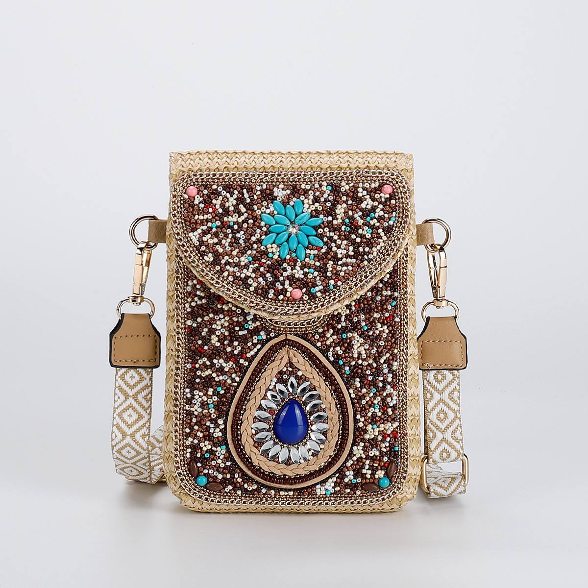 Rice Bead Bag Woven Women's Shoulder