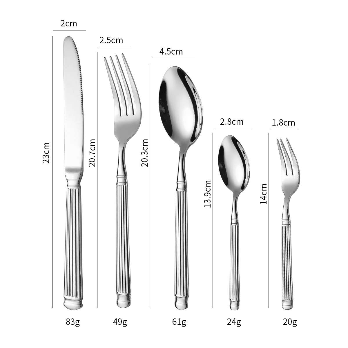 Roman Column Stainless Steel Tableware Knife, Fork And Spoon Five-piece Set