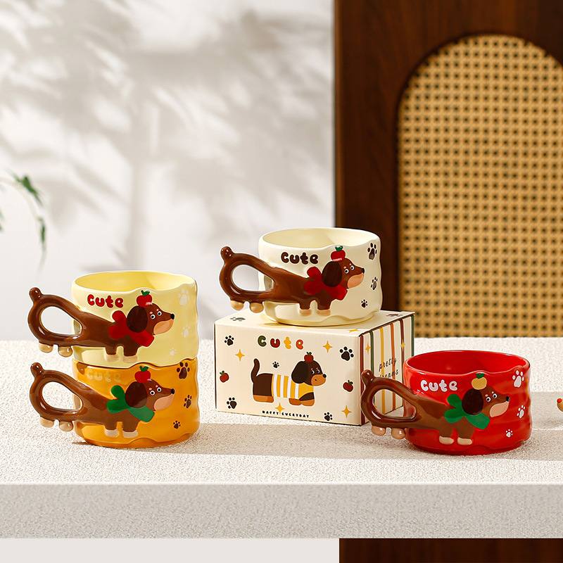 Dog Cartoon Mug Sausage Puppy Shaped Ceramic Cup