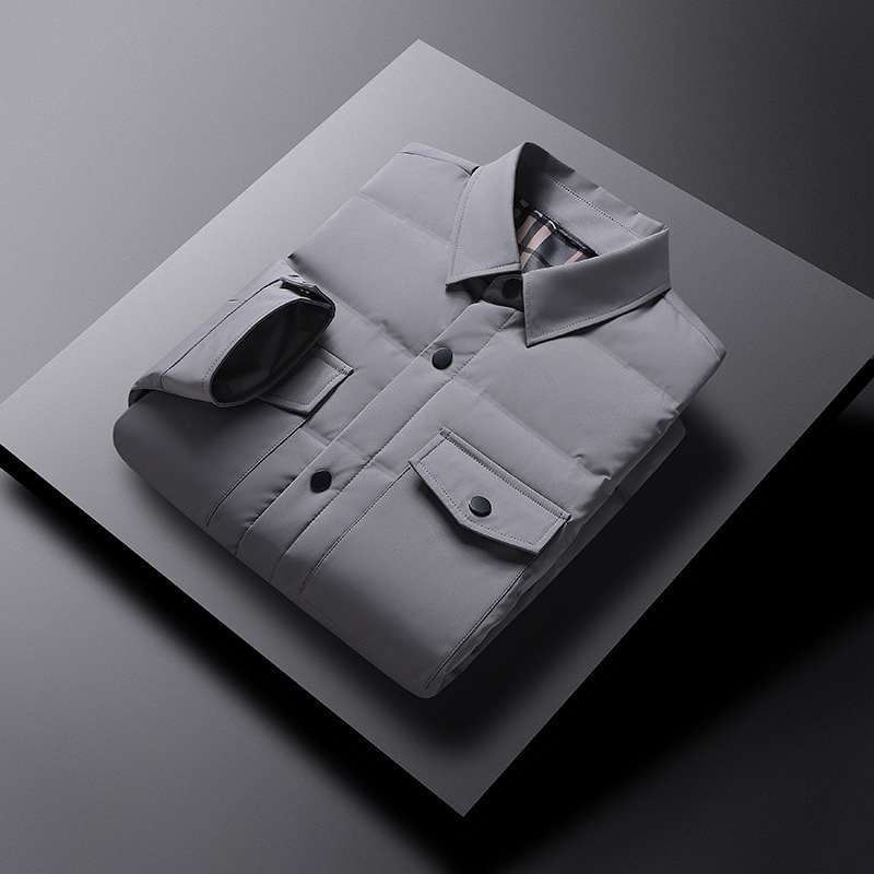 High Quality Down White Duck Down Simple Polo Collar Warm Jacket