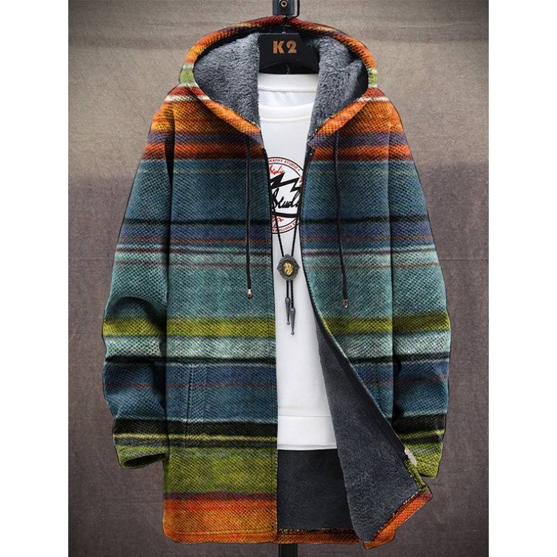 Printed Plush Lined Thickened Long-sleeved Windproof Jacket